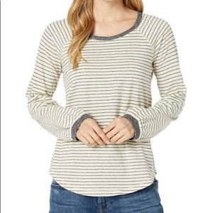 Lucky Brand Beige Gray Stripe Long Ballon Sleeve Size XS